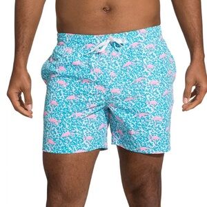 Chubbies Men's Classic 5.5" Swim Trunks pink and blue Domingo Flamingo